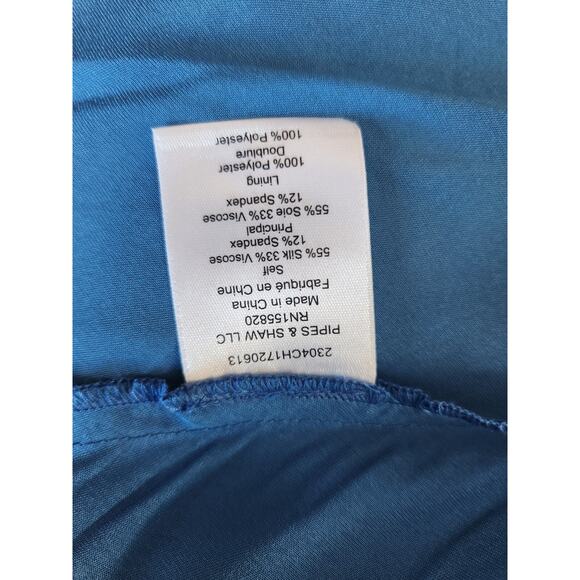 NWD Veronica Beard Sanderson Silk Satin Cowlneck Maxi Dress Gown Sz 8 Blue 2M455 - Picture 14 of 16